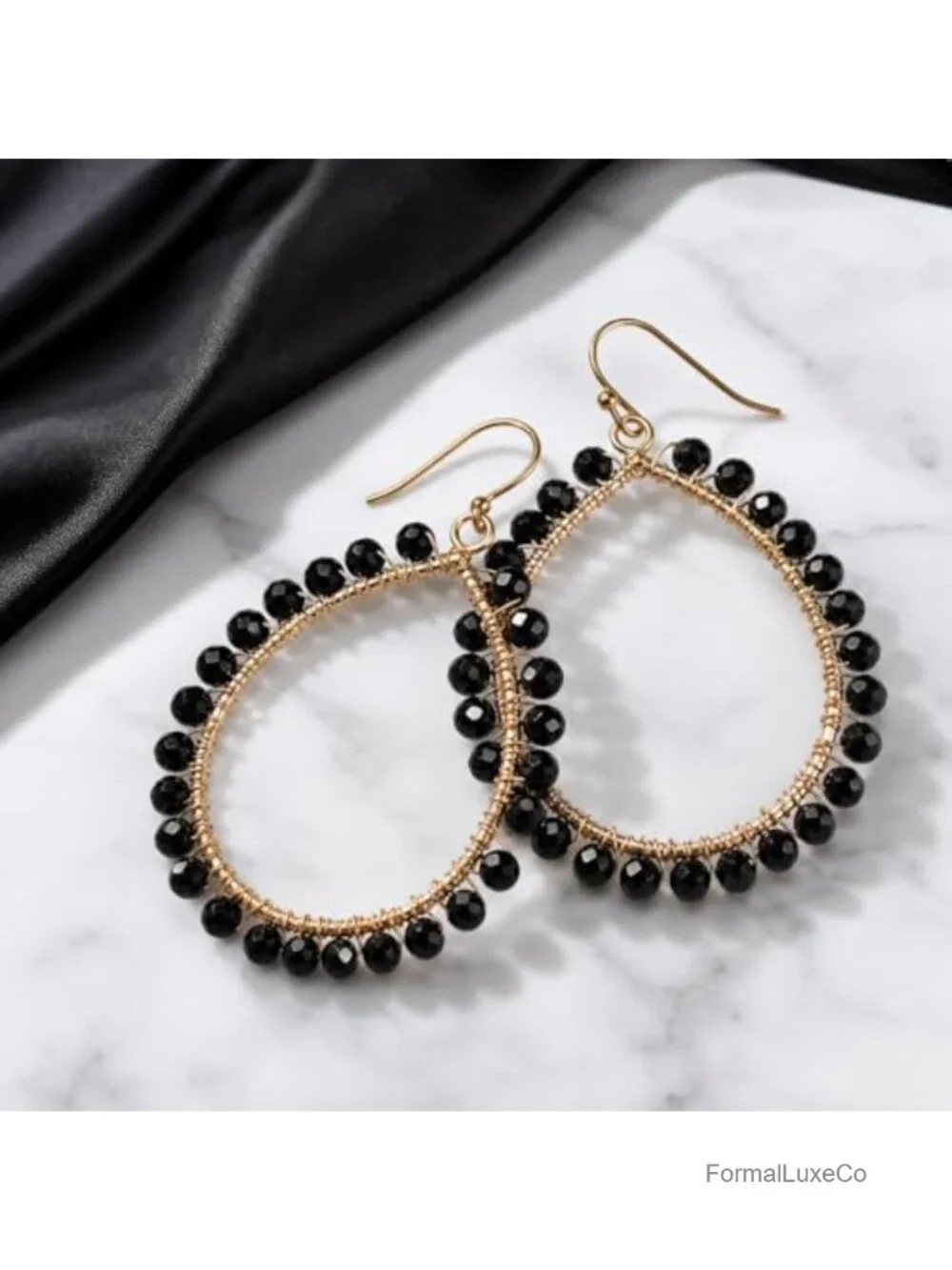 Bohemian Teardrop Dangle Earrings Wire Wrapped Crystal Beaded Statement Jewelry